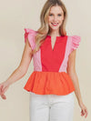 Color Block Peplum Blouse