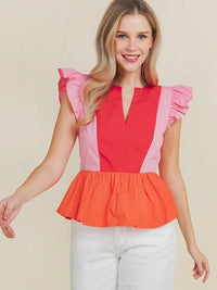 Color Block Peplum Blouse