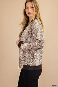 Snake Print Bomber Jacket