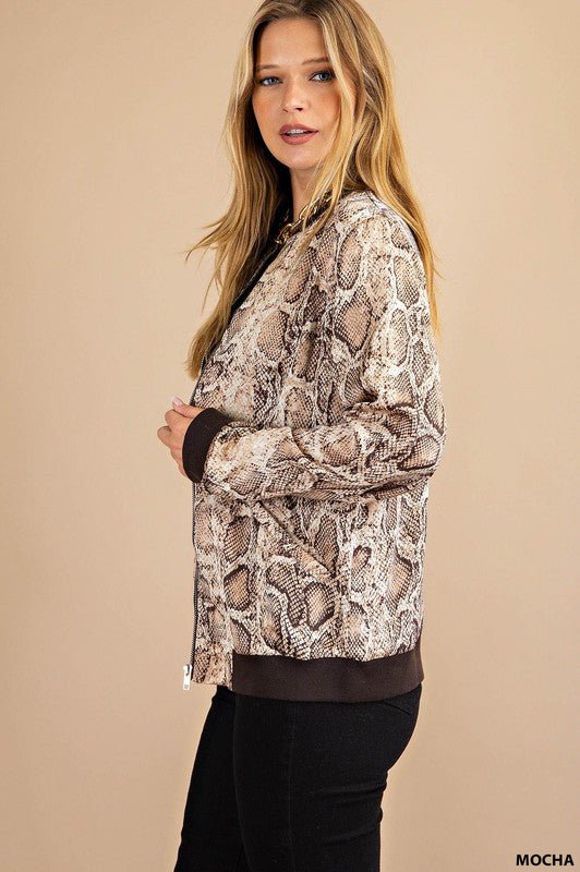 Snake Print Bomber Jacket
