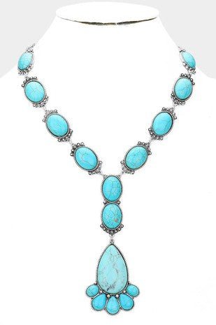 Turquoise Stone Link Necklace