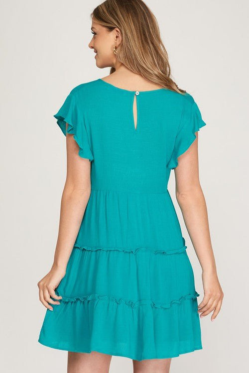 Turquoise Tiered Dress