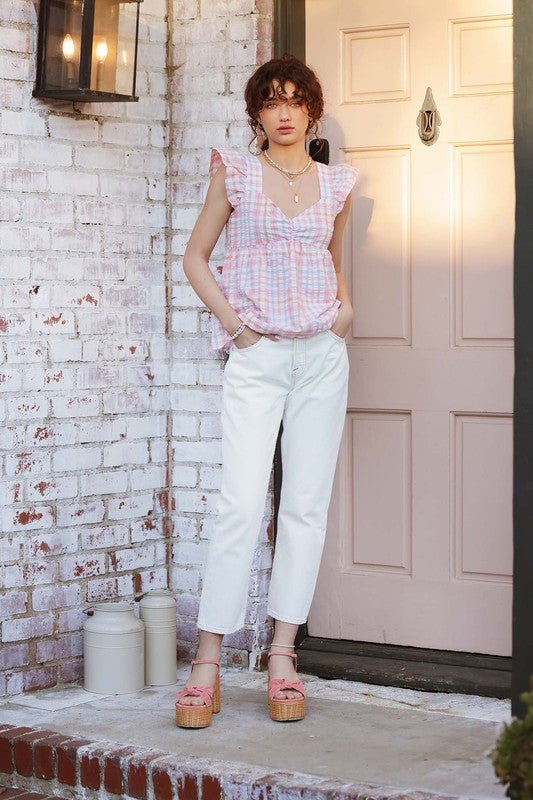 Gingham Babydoll Blouse