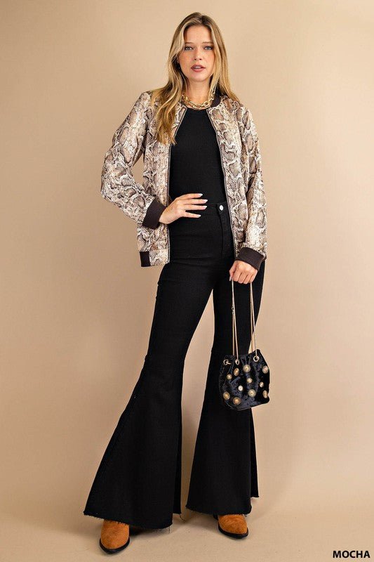 Snake Print Bomber Jacket