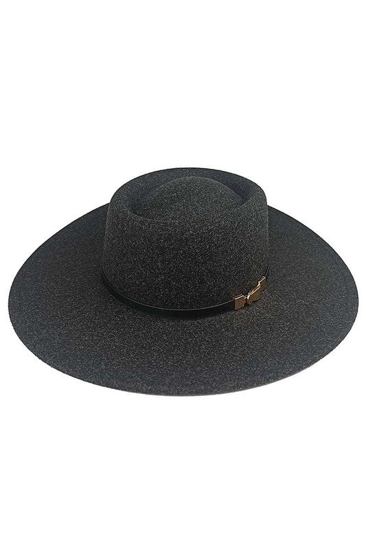 Charcoal Black Wide Brim Hat