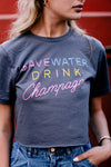 Save Water Drink Champagne Crop Tee - White