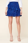 Navy Blue Ruffle Trim Mini Skirt