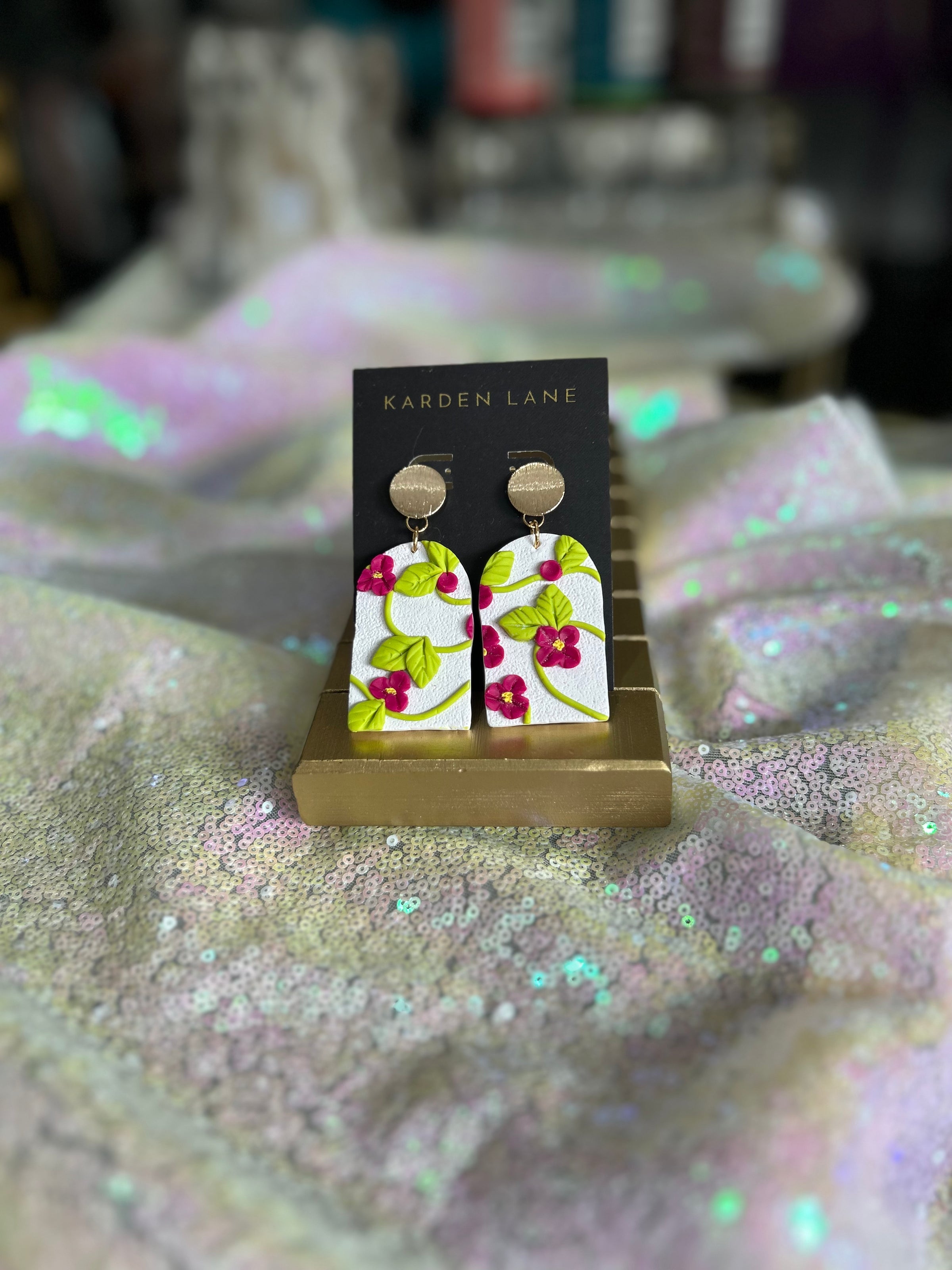 Hibiscus Garden Clay Earrings
