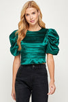 Satin Puff Sleeve Blouse