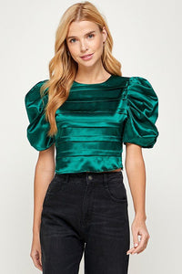Satin Puff Sleeve Blouse