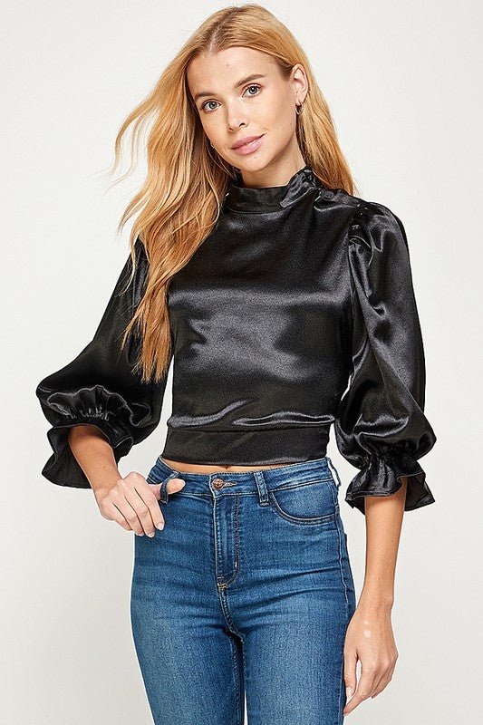 Satin Lace Up Top