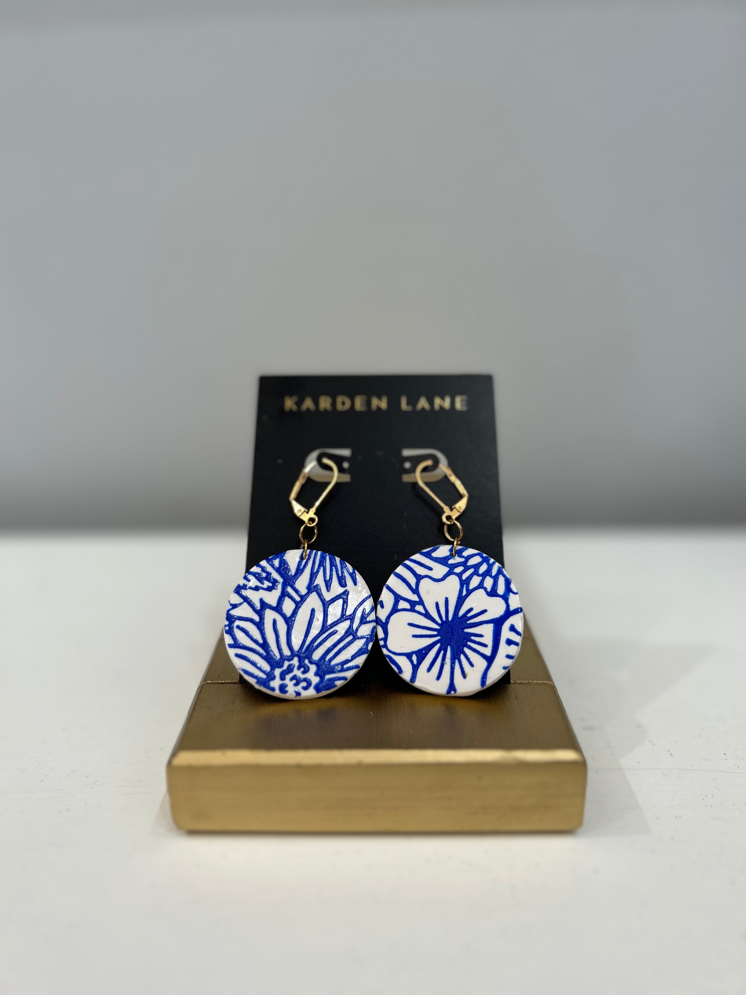 Circle Clay Earrings - Blue