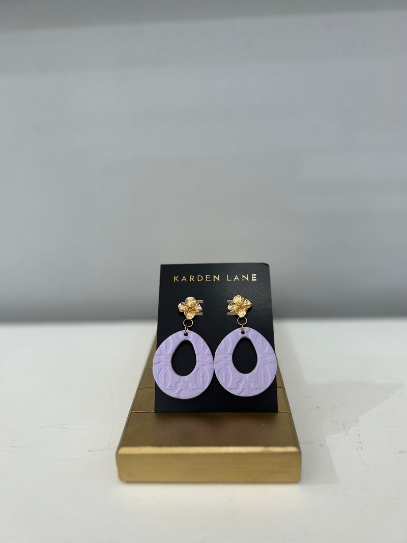 Ornate Oval Lilac Earrings