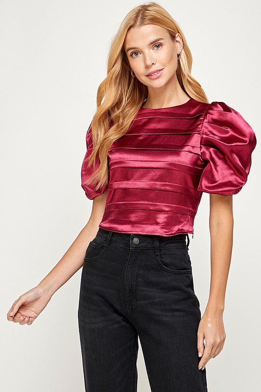 Satin Puff Sleeve Blouse